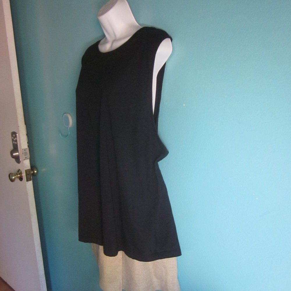 Fabletics Womens Tank Top Sleeveless Tunic  Size XXL Black 100% Cotton 48" Bust